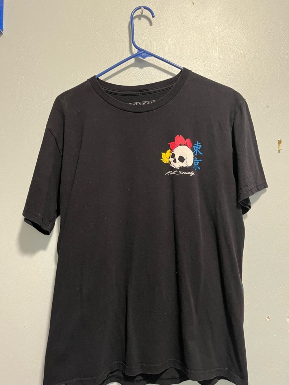 riot society Black Tee with White Palm Logo